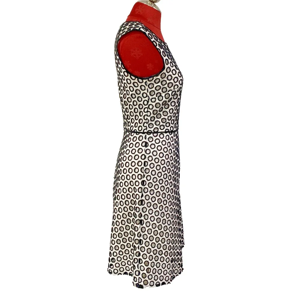 J Crew Lace Overlay Dress Size 2 Black Beige Sleeveless Lined Casual Daytime